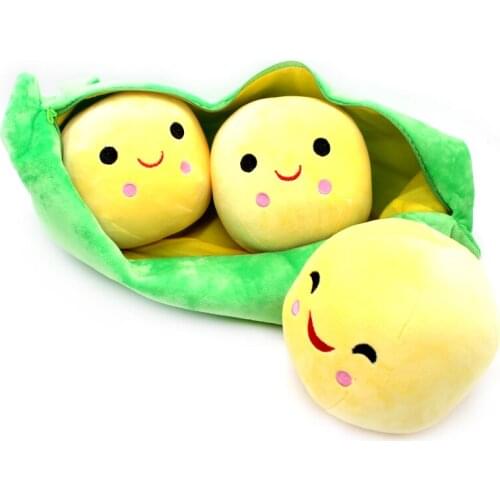 Cute Plush Toys Pods Pea Shape Soft Stuffed Dolls 3 Bean Belt Cloth Bag Creative Plush Toy Plant Doll Pillow For Childrens Gift