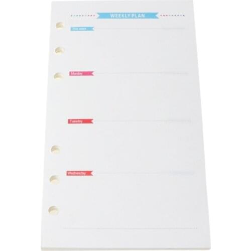 6 Holes Spiral Planner Refill Inner Paper Diary Weekly Monthly Plan To do List Colorful Pattern Page for A6 Loose Leaf Notebook