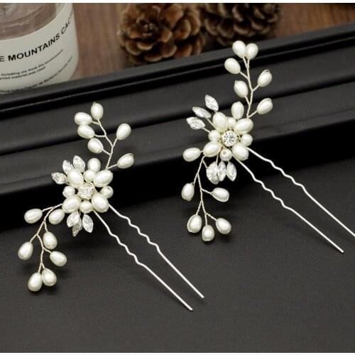 3 pcs/set Wedding Flowers Pin accessories stunning crystal pearls hand made Comb Jewelry Party Hair Accessories