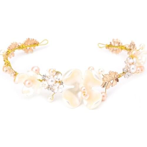 Bridal Flower Faux Pearl Rhinestone Wedding Headband Hair Clip Tiara Accessories