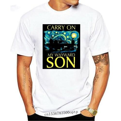 Supernatural Carry On My Wayward Son Starry Night T Shirt Black Cotton Men S 6Xl 011587