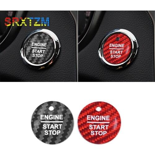 Carbon Fiber Engine Start Stop Button Interior Trim Cover Sticker for Ford Everest Mondeo Ecoboost Escort F150 Explorer Focus