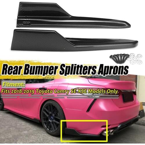 Carbon Fiber Look/Black 2x Car Rear Bumper Splitters Lip Diffuser Aprons Side Guard Protection For Toyota Camry SE XSE 2018 2019