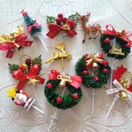 20pcs Christmas cake decoration,Christmas tree Santa decoration card,wedding cake snowflake decoration,Cake Decorating Supplies
