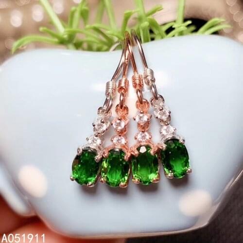 KJJEAXCMY fine jewelry natural diopside 925 sterling silver women earrings support test classic