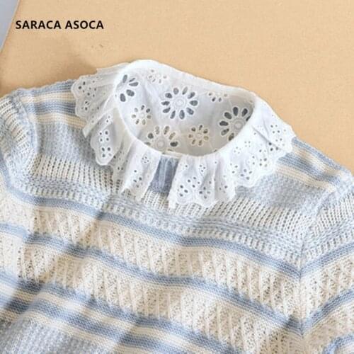 Ladies Hollow Fake Collars Womens Adjustable Bust White Fake Shirt Collar A507