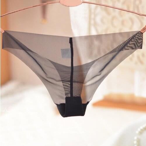 Women One Piece Seamless Bikini Lingerie Transparent Super thin soft Briefs sexy T-back underwear