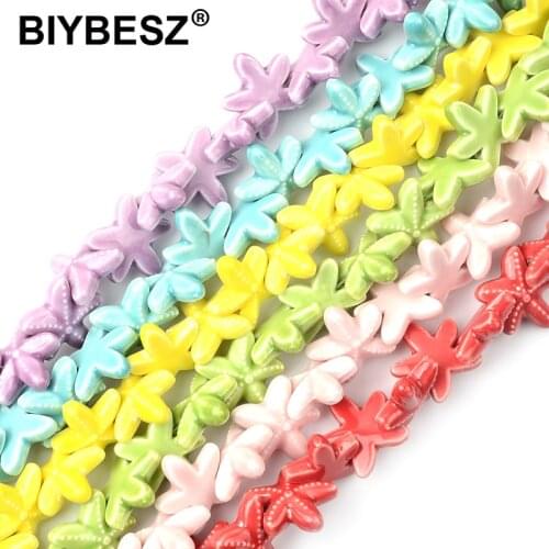 10pcs/lot Mix Color Starfish Ceramic Beads 17x6mm Hole2mm Loose Ceramics Beads For Jewelry Making DIY Bracelet Accessories