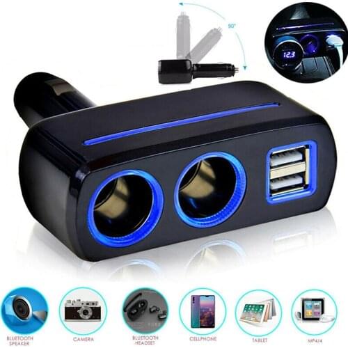 12V 2 Way Dual USB Car Charger Socket Cigarette Lighter Splitter Power Adapter Splitter Charger