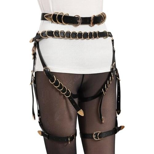2021 Bdsm Leather Harness for Women Garter Belt Sex Lingerie Belts Stockings Goth Body Buttocks Bondage Leg Belts Sex Toys Sexo