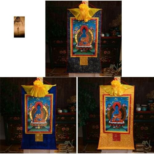 3PCS Wholesale Buddhist supplies --85 CM Large -HOME family protection Thang-ga Thangka Mitukpa Sakyamuni Buddha Buddhism art