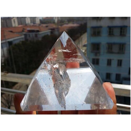 350~450g 80*80mm AAAA+ ++Transparent Large Natural Rock Clear Quartz Crystal Pyramid Water Clear Garden Quartz Healing