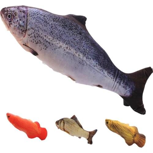 3D Fish Plush Cat Pet Toy Interactive Gifts Fish Catnip Toys Stuffed Pillow Doll Simulation Fish Playing Toy For Pet Cat Playing
