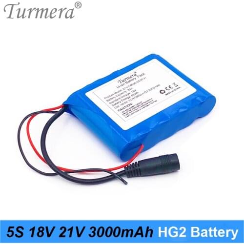 5S 18V 21V 3000mAh Reachargeable Lithium Battery Pack 18650 HG2 3000mAh 30A Battery Cell with 5S BMS for Screwdriver 18V Turmera