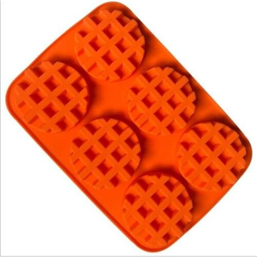 6 -Cavity Round waffle mold Silicone cake mould Chocolate candy Biscuit baking kitchen tools