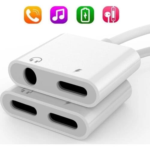 2 In 1 Adapter AUX Charging Lightning To 3.5mm Cable Splitter for Apple IPhone XS MAX XR X 7 8 Plus Aux Cable Splitte