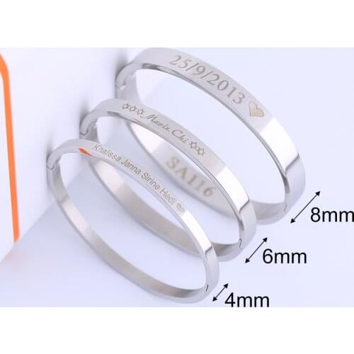 Titanium bracelet lovers open Men Personalized customized DIY Gold /Sliver 4 colour stainless steel bracelet female jewelry