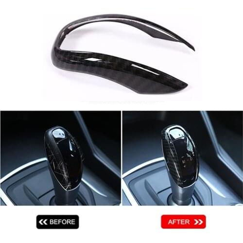JEAZEA Car Carbon Fiber ABS Gear Shift Shifter Knob Frame Cover Trim Sticker Fit For Alfa Romeo Giulia Stelvio 2017 2018 2019