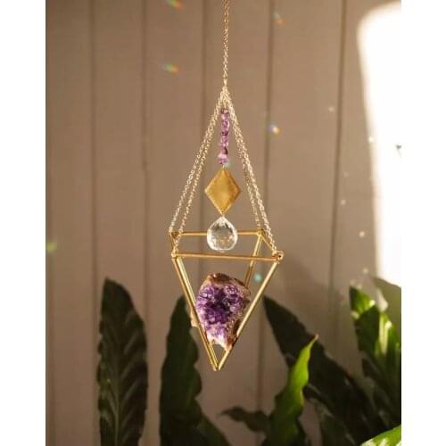 Sun catcher with amethyst crystal -rainbow Sun Catcher - Home Decor - Rainbow Maker - for Window - Rainbow - Mini Sun Catcher