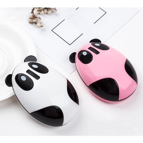 Cute Cartoon Wireless Mouse Rechargeable Ergonomic Computer Mice 3D Mini Panda Design White Mice USB Optical For Girl Kid Laptop
