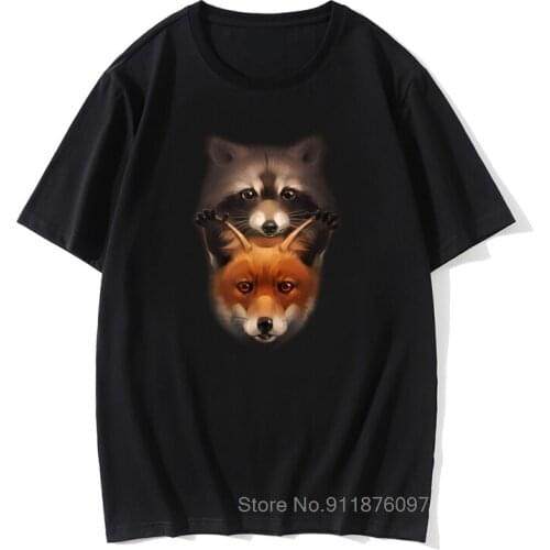 Fox And Raccoon T Shirt For Male Popular Tee 3D Print T shirt Hot slae New Arrival Clothes Guys Punk Designer Funky