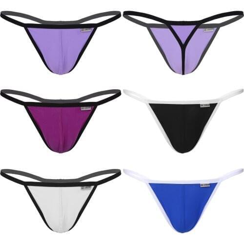Men Breathable G-String Thongs Bulge Pouch Underwear Low Rise Briefs Seamless Stretchy Elastic Waistband T-Back Underpants Undie