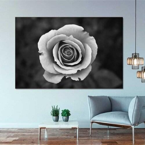 Poster Wall Art Picture Plant Beautiful Black and White Blossom Flowers Poster Nordic Canvas Paintig for Living Room Decoracion