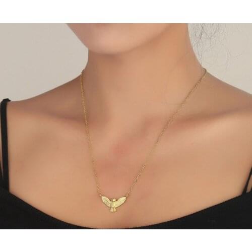Delicate Flying Owl Pendant Necklaces Cute Bird Choker Dainty Lucky Animal Jewelry for Her