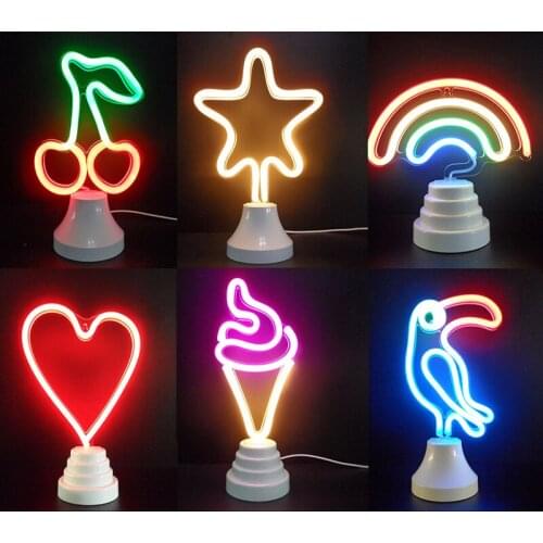 Mycyk new USB Night Light LED Rose Christmas Tree Neon Battery night light Wall LED Lamp Romantic Kids Room Lamp table lamp ins
