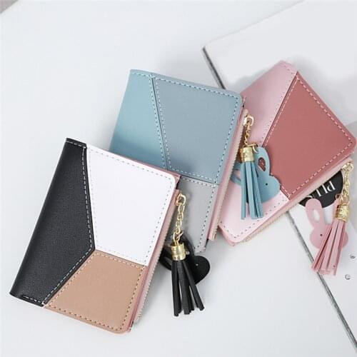 New Arrival Wallet Short Women Wallets Zipper Purse Patchwork Fashion Panelled Wallets Trendy Coin Purse Card Holder Leather