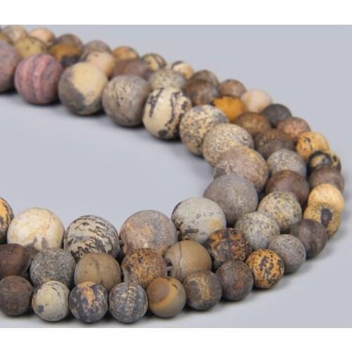 Wholesale Natural Dull Polish Matte Agates Jaspers Round Loose Beads For Jewelry Making Stone DIY Bracelet Necklace 4/6/8/10MM