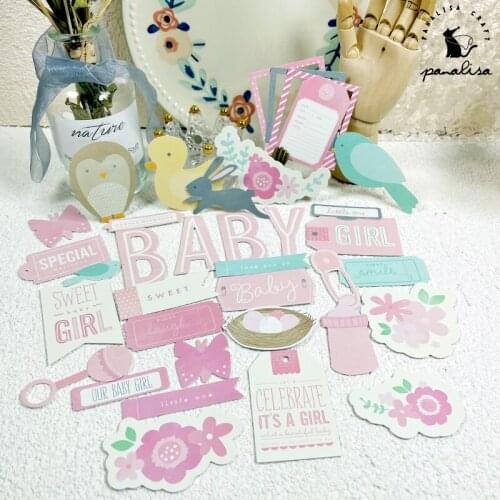 Panalisacraft 36pcs Baby Girl Cardstock Die Cuts for Scrapbooking Happy Planner/Card Making/Journaling Project