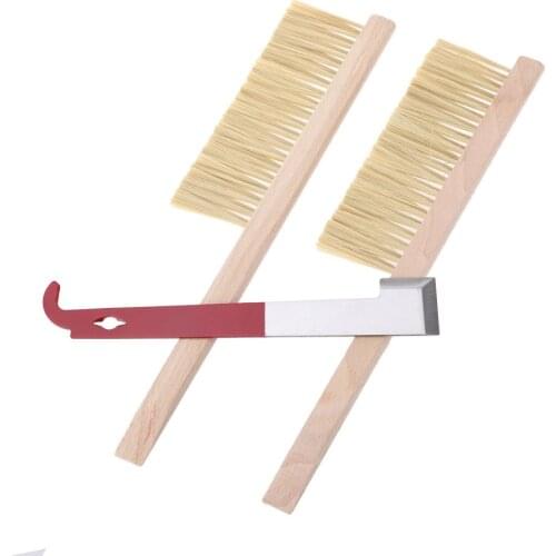 Bee Tools Scraper. Beekeeping Equipment Wood Fork Beehive Brushes J End Red J Hook Stainless Steel Brush