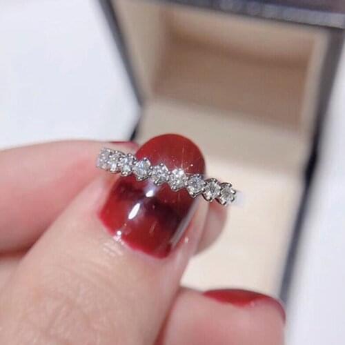 Simple Female Ring Silver Color Full Single Row Zircon Stone Finger Ring Promise Wedding Rings for Women Jewelry Anillos