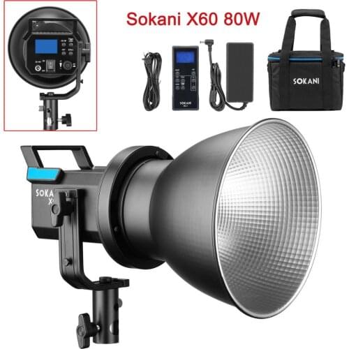 Sokani X60 80W Photography Lighting 5600K LED Video Light Outdoor 2.4G Remote Controller Wireless Adjust Brightness Bowens Mount