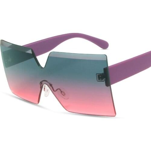 Rimeless Oversized Square Frame Sunglasses Men Women Green Red Lens UV400 Protection Eyewear Fashion Design Gafas De Sol