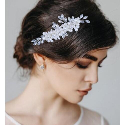 ZMHP13 Rhinestone Hair Comb Wedding Hair Accessories Bride Silver Crystal Bridal HairPins Pearl HairPins Bridal Hair Clip