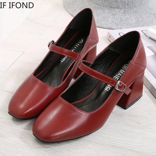 IF IFOND Elegant Lolita Shoes Women The New Word with Sexy 6cm High-heeled Mary Jane Womens Shoes Patent Leather Round Toe Pump