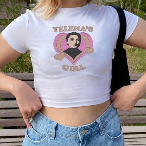 Yels Girl Cropped Baby Tee Y2k Style Yelena Belova Vintage 90s T-shirt Girl Power Shirt Cute Women Crop Top Tumblr Tees