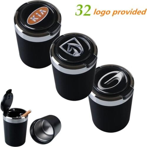 High Quality Car Flame Retardant Ash tray Portable car Ashtray for Renault KIA GEELY and other 32 Car Emblem Ash tray Interior