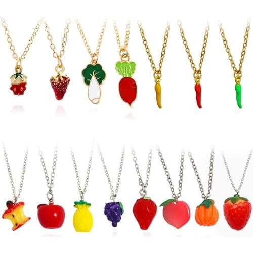 Apple pineapple grape strawberry peach Fashionable fruit Pendant Necklace Cabbage radish pepper vegetable Necklace