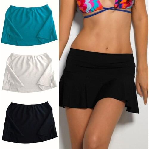 Women´s Summer Swim Short Skirt Solid Color Elastic Waist Swimwear Bikini Bottoms Mini Dress
