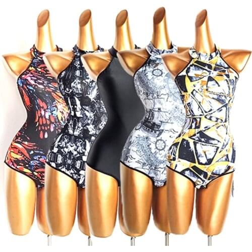 2021 New W190 Women Latin Dance Bodysuit Sleeveless Floral Design Latin Dancing Tops Performamnce Modern Dance Dress