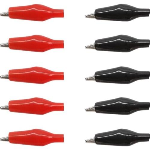 10pair(20pcs) 27/35/44mm Metal Alligator Clips Electrical G98 With Protective Insulation Crocodiles Clamp for Circuit Testing