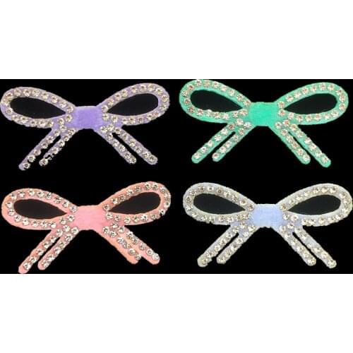20Pcs/Lot 5*2.5CM Diamond Rhinestone Bowknot Appliques for Craft Clothes Bag Shoe Decoration DIY Hair Clip Accessories Patches