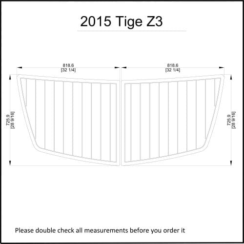 2015 Tige Z3 Swim Platform Pad Pad Boat EVA Teak Decking 1/4" 6mm