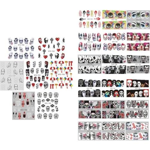 25 Sheets Halloween Nail Art Stickers - DIY Nail Decals Stencil - Multi-Color