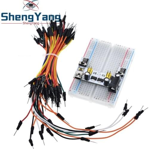 3.3V/5V MB102 Breadboard power module+ 400 points Solderless Prototype Bread board kit +65 Flexible jumper wires