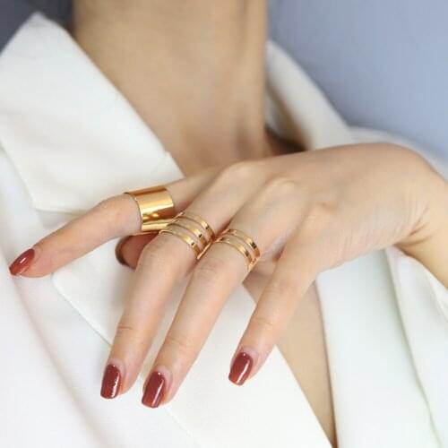 3Pcs Punk Gold Rings Female Stack Plain Band Set of Rings Finger Knuckle Couple Rings Set for Women Rock Jewelry Wholesale