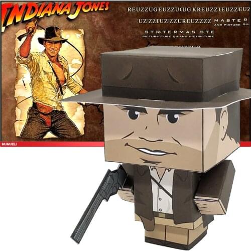 No-glue Indiana Jones Folding Cutting Cute 3D Paper Model Papercraft Movie Figure DIY Cubee for Kids Adult Craft Toys CS-023